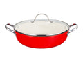 28cm Enameled Light Weight Cast Iron Shallow Casserole with Glass Lid